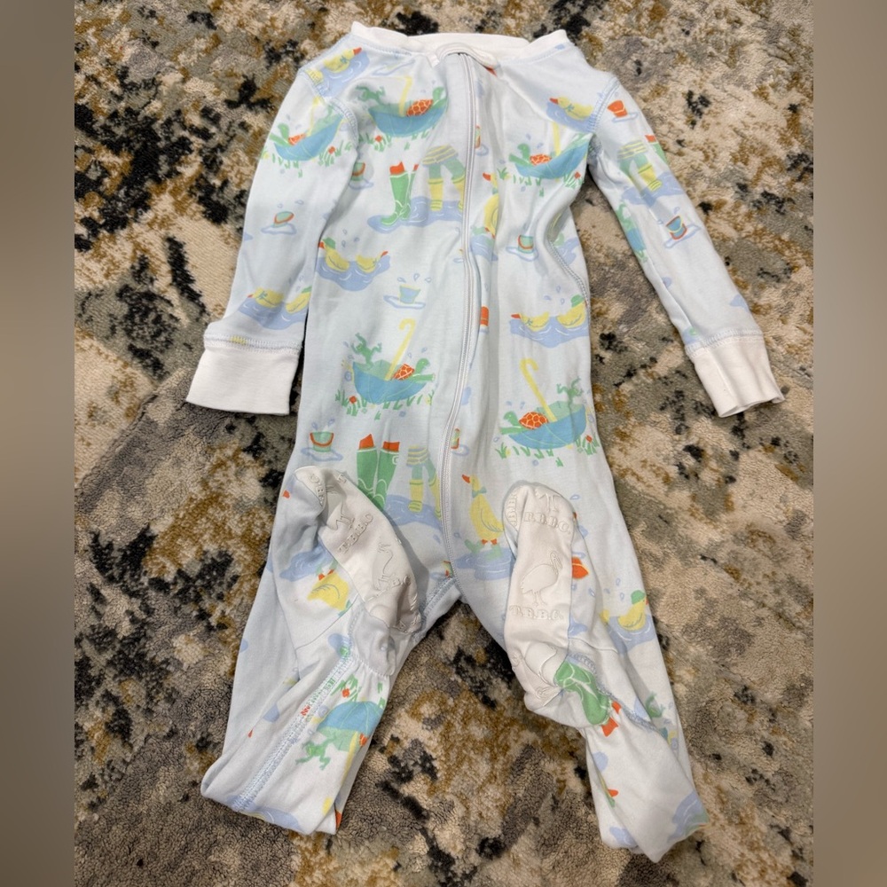 The Beaufort Bonnet Company Blue and Green Footies One Piece